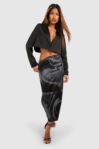 Womens Marble Printed Mesh Overlay Midaxi Skirt - - 6 - boohoo - Modalova