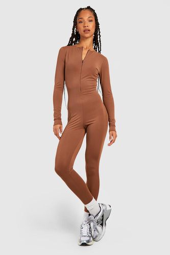 Womens Tall Premium Matte Slinky Zip Front Long Sleeve Unitard - - 10 - boohoo - Modalova