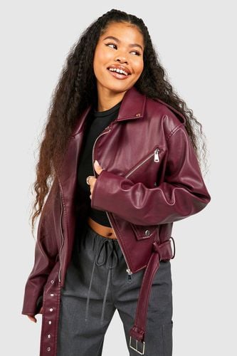 Womens Petite Faux Leather Oversized Biker Jacket - - 10 - boohoo - Modalova
