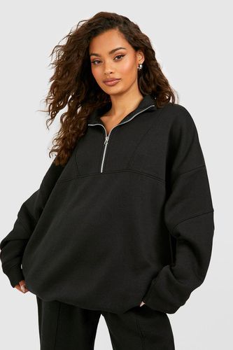 Womens Seam Detail Oversized Half Zip Sweatshirt - - L - boohoo - Modalova