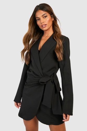 Womens Wrap Drape Front Tailored Blazer Dress - - 10 - boohoo - Modalova