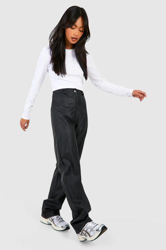 Womens Wide Leg Leather Look Trousers - - 10 - boohoo - Modalova