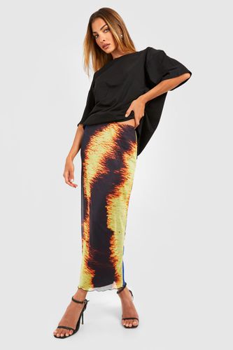 Womens Abstract Printed Mesh Midi Skirt - - 10 - boohoo - Modalova