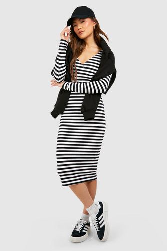 Womens Stripe Cotton Midi Dress - - 8 - boohoo - Modalova