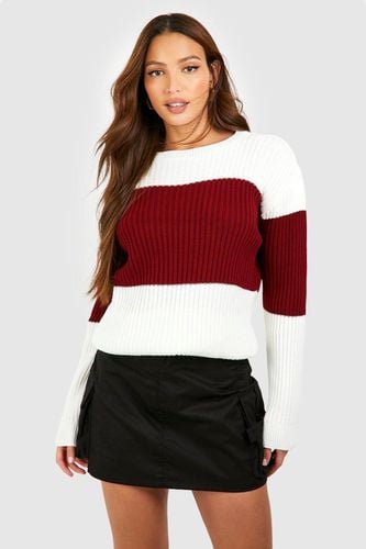 Womens Tall Colour Block Knitted jumper - - 12 - boohoo - Modalova