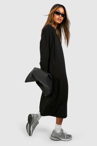 Womens Oversized Long Sleeve T-shirt Midi Dress - - 10 - boohoo - Modalova