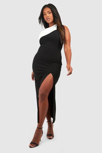 Womens Plus Colour Block One Shoulder Split Midaxi Dress - - 28 - boohoo - Modalova