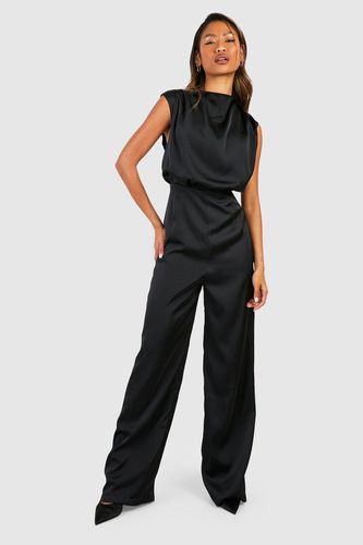 Womens Satin Wide Leg Jumpsuit - - 16 - boohoo - Modalova