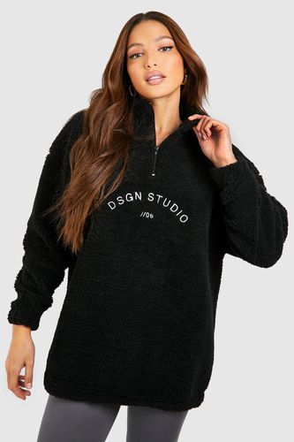 Womens Tall Dsgn Studio Premium Borg Embroidered Half Zip jumper - - L - boohoo - Modalova
