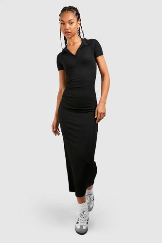 Womens Tall Rib Open Collar Midaxi Column Dress - - 8 - boohoo - Modalova