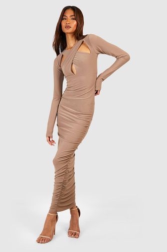 Womens Tall Premium Soft Touch Keyhole Ruched Side Midaxi Dress - - 14 - boohoo - Modalova
