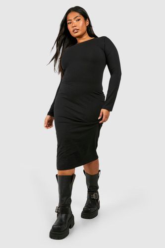 Womens Plus Basic Neck Cotton Midi Dress - - 18 - boohoo - Modalova