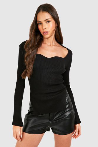 Womens Sweetheart Neckline Rib Knit Top - - S - boohoo - Modalova