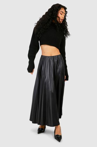Womens Coated Pleated Midaxi Skirt - - 10 - boohoo - Modalova