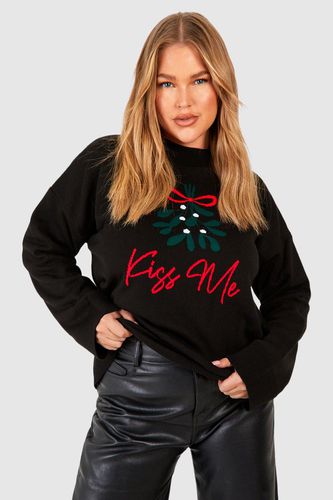 Womens Plus Kiss Me Slogan Fairisle Christmas Jumper - - 22 - boohoo - Modalova