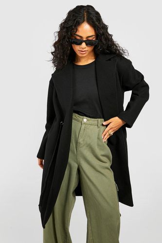 Womens Belt Detail Longline Wool Look Coat - - 12 - boohoo - Modalova