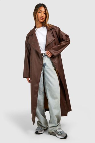 Womens Maxi Faux Leather Trench Coat - - 14 - boohoo - Modalova