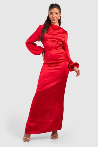 Womens Satin Blouson Sleeve Maxi Dress - - 10 - boohoo - Modalova