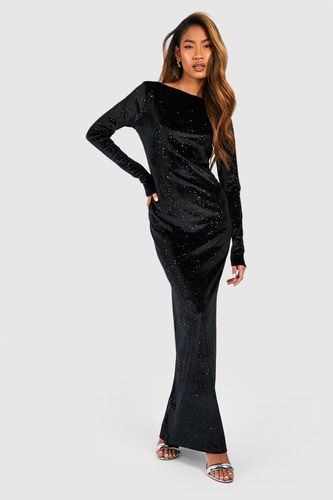 Womens Glitter Velvet Low Scoop Back Maxi Dress - - 16 - boohoo - Modalova