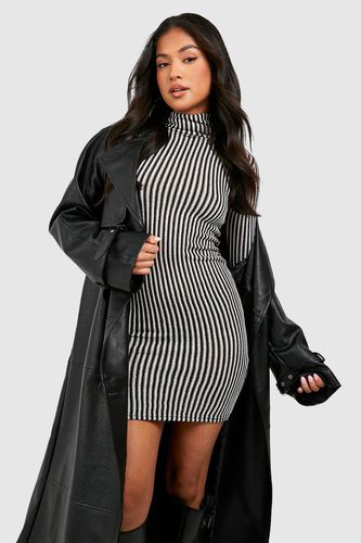 Womens Petite Tonal Rib Roll Neck Mini - - 10 - boohoo - Modalova