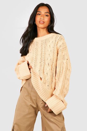 Womens Petite Crew Neck Rib Cable Jumper - - XS - boohoo - Modalova