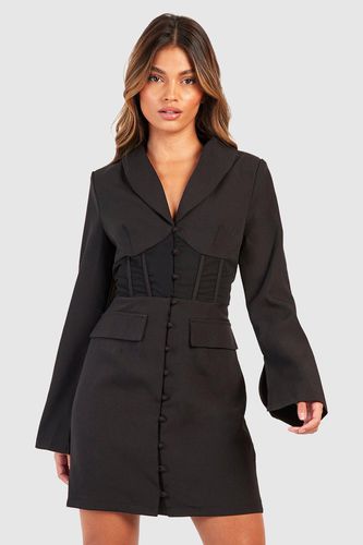 Womens Fitted Corset Waist Tailored Blazer Dress - - 10 - boohoo - Modalova