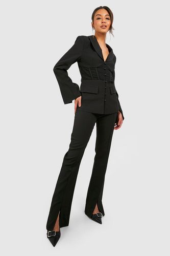 Womens Split Front Slim Fit Tailored Trousers - - 10 - boohoo - Modalova