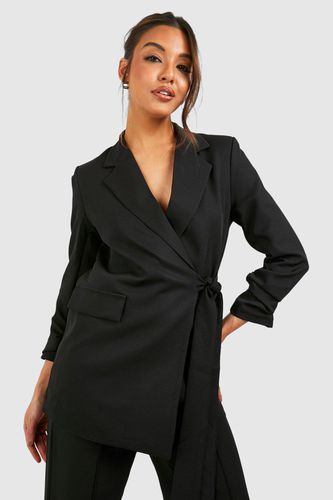 Womens Tie Waist Ruched Sleeve Tailored Blazer - - 6 - boohoo - Modalova