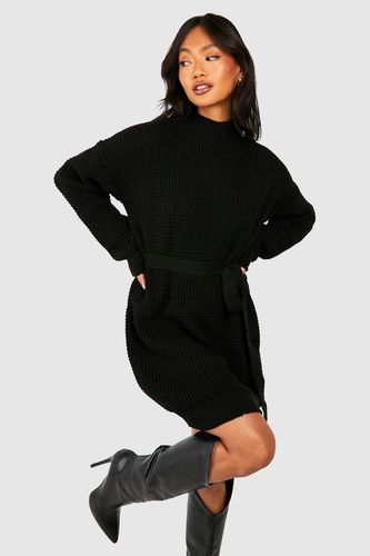Womens High Neck Belted Knitted Mini Dress - - XL - boohoo - Modalova