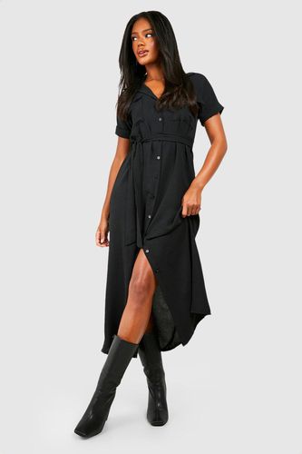 Womens Hammered Pocket Detail Utility Midaxi Shirt Dress - - 6 - boohoo - Modalova