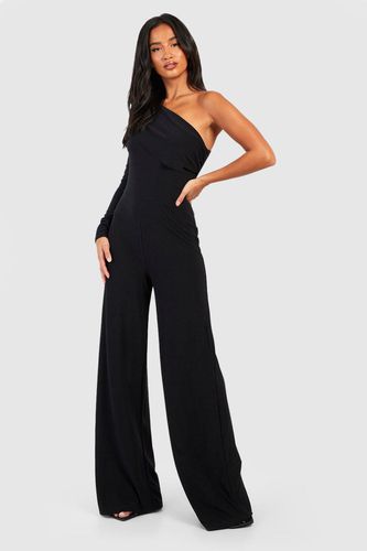 Womens Petite Premium Slinky Shoulder Pad One Sleeve Jumpsuit - - 14 - boohoo - Modalova