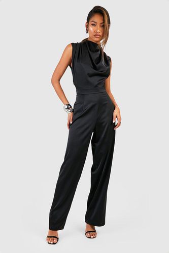 Womens Satin Drape Blouson Jumpsuit - - 8 - boohoo - Modalova