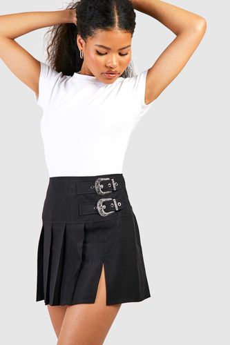 Womens Petite Buckle Detail Printed Mini Skirt - - 10 - boohoo - Modalova