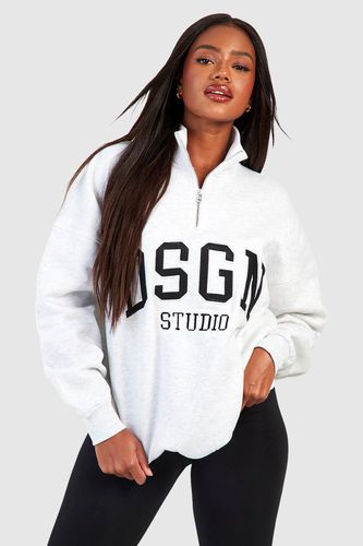 Womens Dsgn Studio Applique Half Zip Oversized Sweatshirt - - XL - boohoo - Modalova