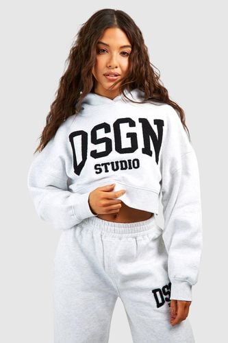 Womens Dsgn Studio Towelling Applique Cropped Hoodie - - XL - boohoo - Modalova