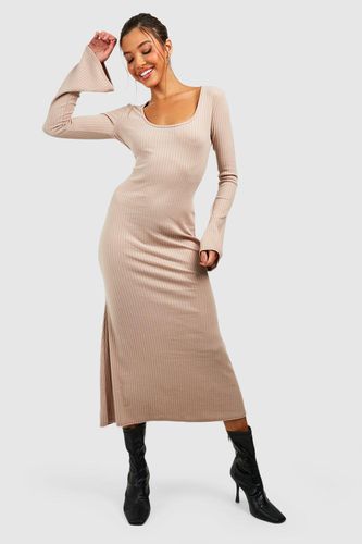 Womens Wide Rib Flare Sleeve Midaxi Dress - - 16 - boohoo - Modalova