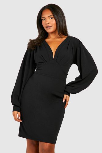 Womens Plus Pleat Detail Blouson Sleeve Midi Dress - - 20 - boohoo - Modalova