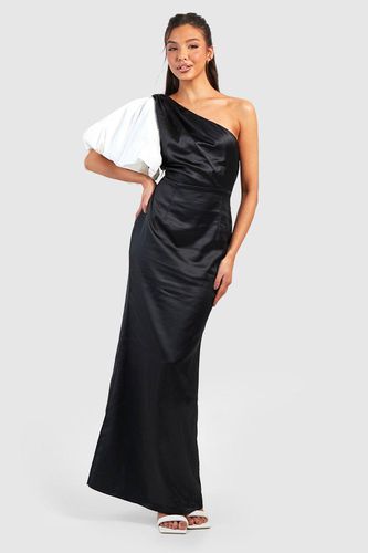 Womens Contrast Puff Sleeve Maxi Dress - - 10 - boohoo - Modalova