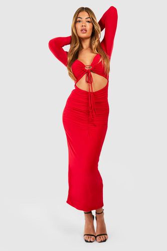 Womens Double Slinky Cut Out Midaxi Dress - - 16 - boohoo - Modalova