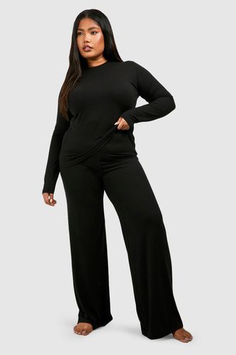 Womens Plus Super Soft Long Sleeve Top & Trouser Pj Set - - 16 - boohoo - Modalova