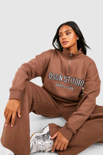 Womens Dsgn Studio Applique Oversized Half Zip Sweatshirt - - XS - boohoo - Modalova
