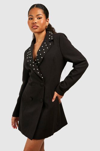 Womens Petite Crystal Collar Embellished Blazer Dress - - 10 - boohoo - Modalova