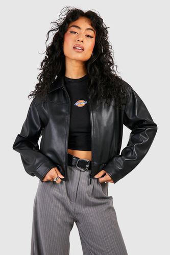 Womens Faux Leather Bomber Jacket - - 14 - boohoo - Modalova
