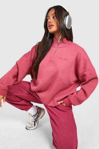 Womens Overdyed Oversized Half Zip Sweatshirt Tracksuit - - M - boohoo - Modalova