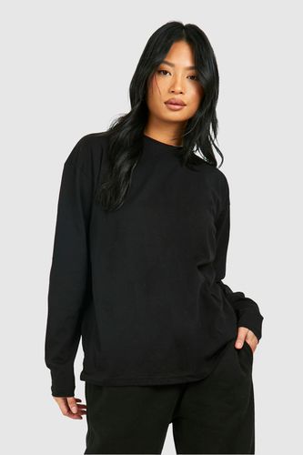 Womens Petite Basic Cotton Oversized Long Sleeve T-shirt - - 10 - boohoo - Modalova