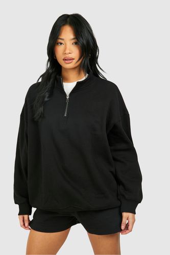 Womens Petite Basic Oversized Half Zip Sweatshirt - - L - boohoo - Modalova