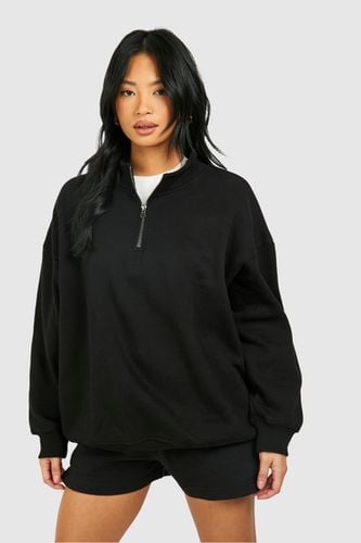 Womens Petite Basic Oversized Half Zip Sweatshirt - - XS - boohoo - Modalova