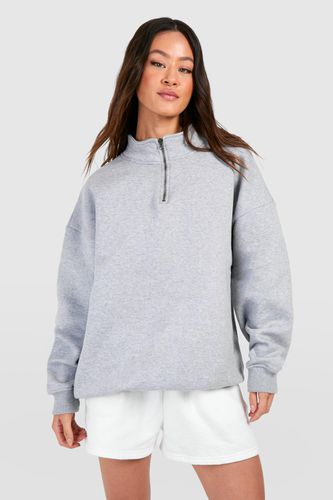 Womens Tall Basic Oversized Half Zip Sweatshirt - - M - boohoo - Modalova