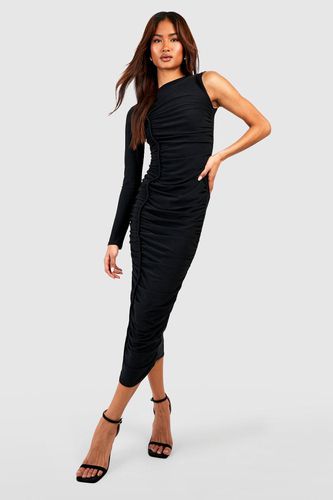 Womens Tall Premium Slinky Asymetric Ruched Midaxi Dress - - 10 - boohoo - Modalova