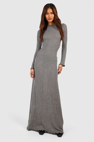 Womens Tall Knitted Stripe Scoop Back Flare Sleeve Maxi Dress - - 12 - boohoo - Modalova